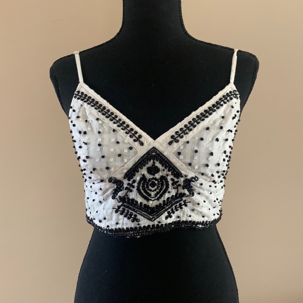 Free People beaded embroidered crop cami. Small.